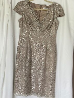Eliza J Size 6 Metalic Lace Cocktail Dress